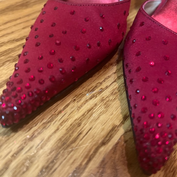 Stuart Weitzman Blood Red Rhinestone Sling Back Heels - Picture 5 of 7